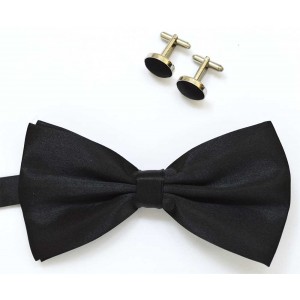 Set papion si butoni negru VITTORE